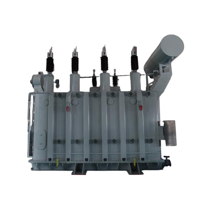 66 kV oil-immersed power transformer with tank and bushings