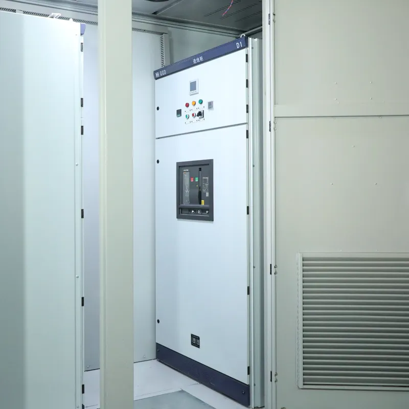 Switchgear cabinets shown as an interior equipment example for a PV station