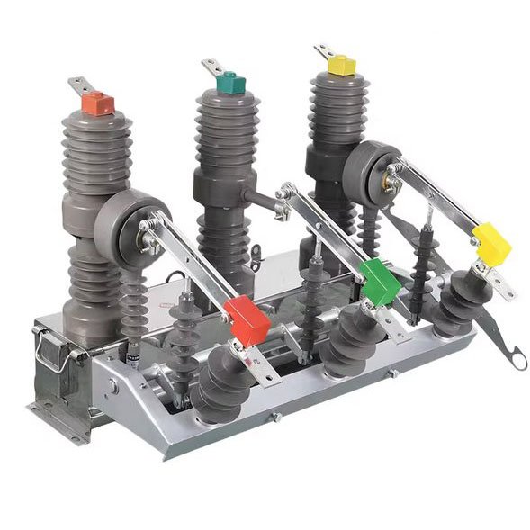 ZW32-12 breaker series example with three grey pole housings and operating arms